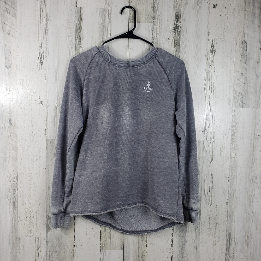alternative gray, white burnout crew neck sweater womens size small